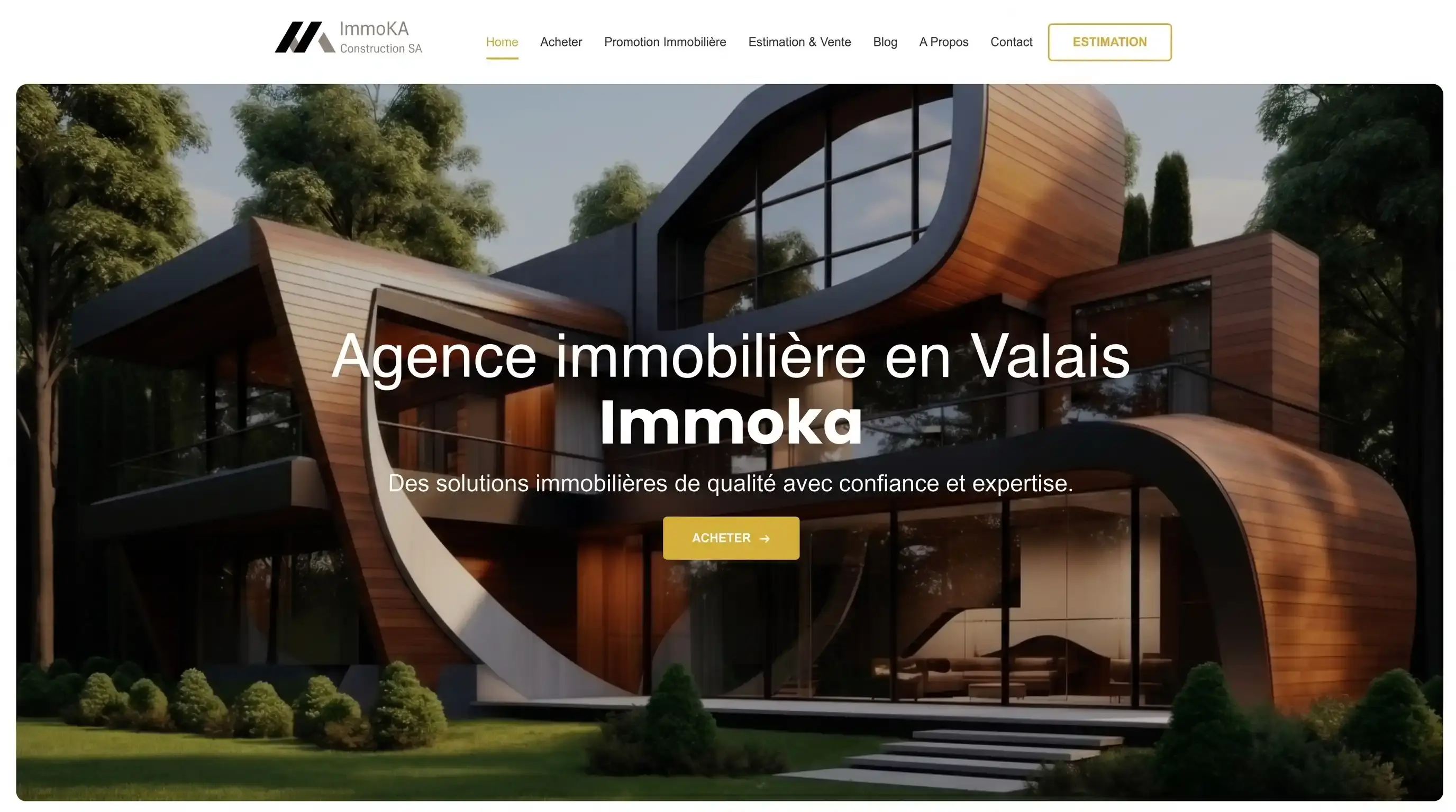 Site ImmoKA Construction — agence immobilière en Valais, réalisation Zacadi