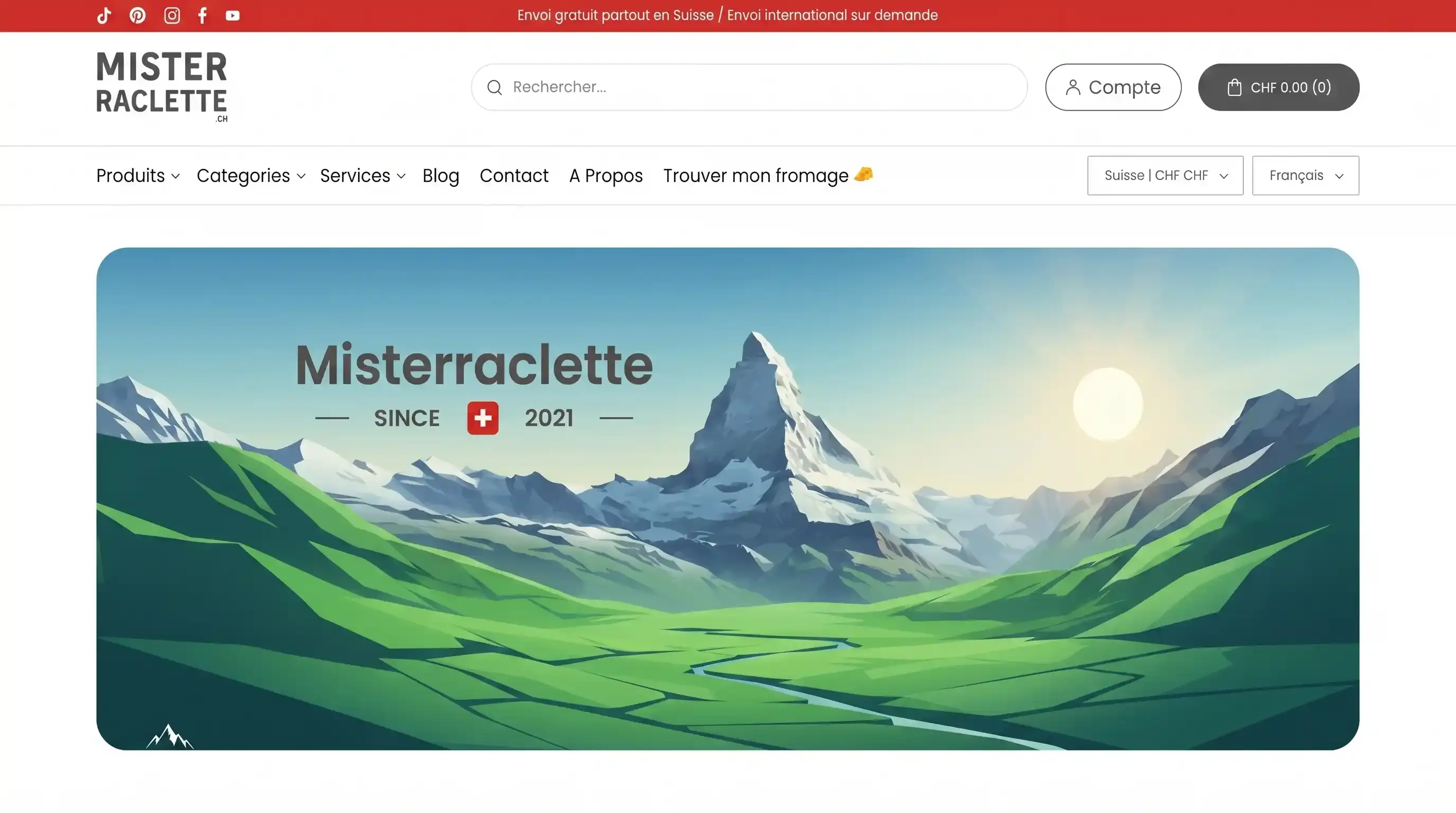 Site Misterraclette — boutique e-commerce raclette du Valais AOP, réalisation Zacadi