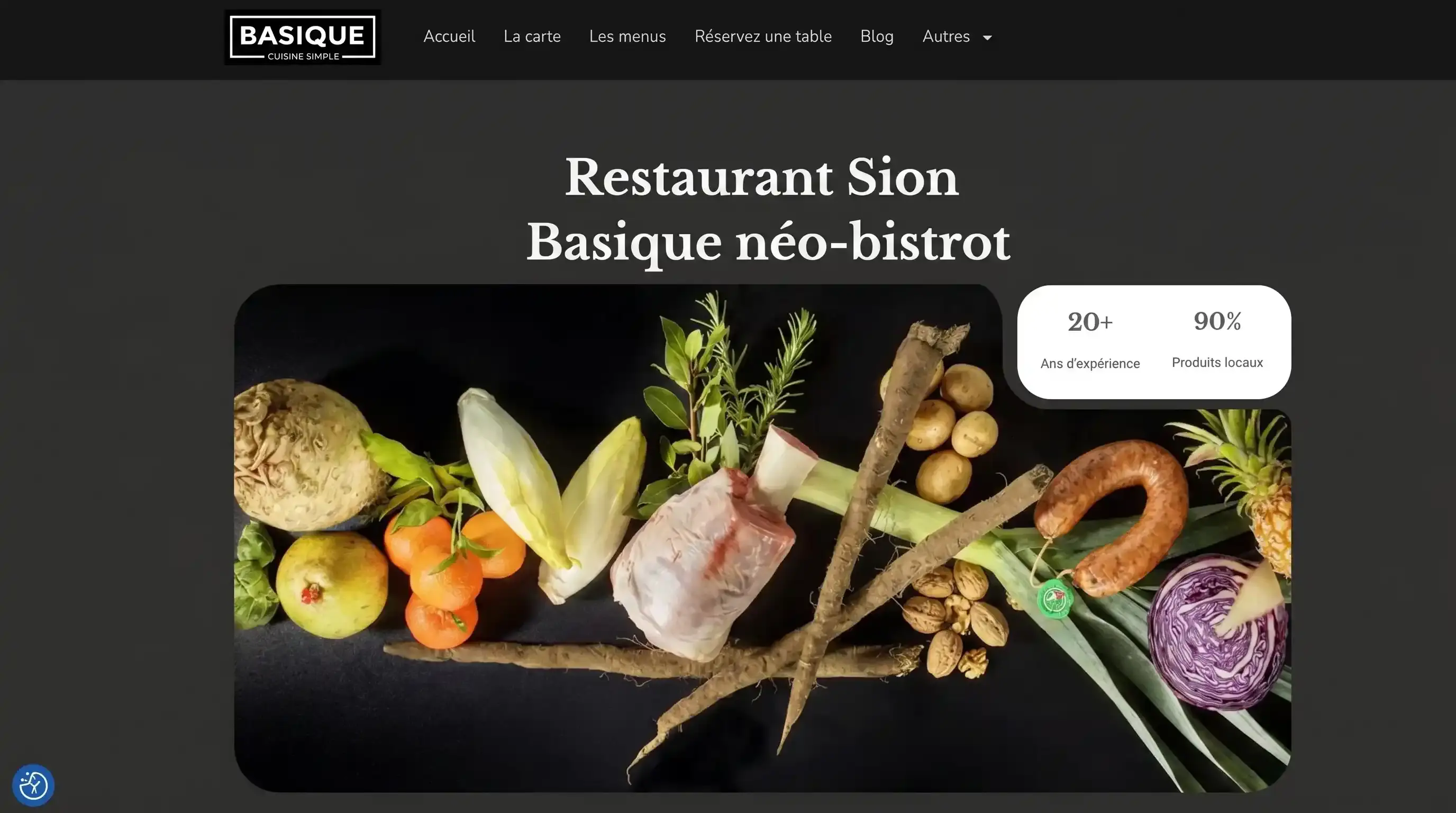 Site Simple Basique — néo-bistrot à Sion par Damien Germanier, réalisation Zacadi